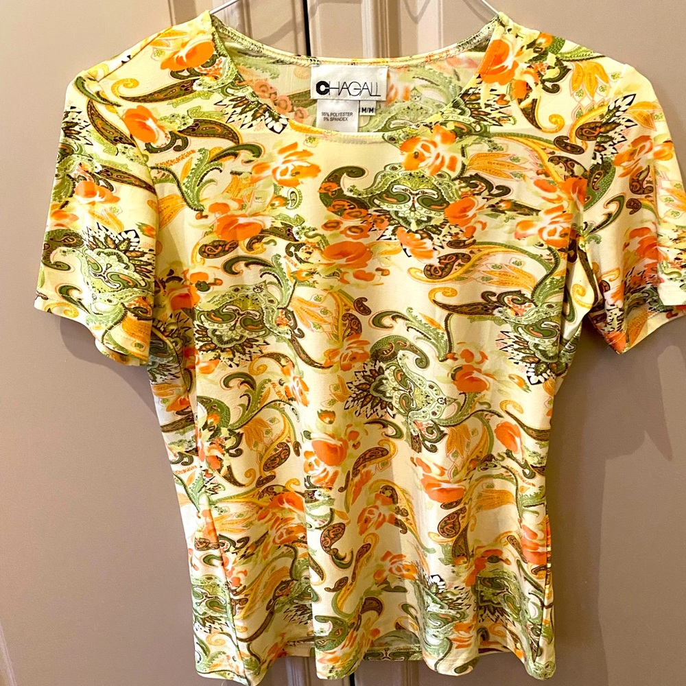 Chagall Womens Paisley Vintage Short sleeved top in Medium